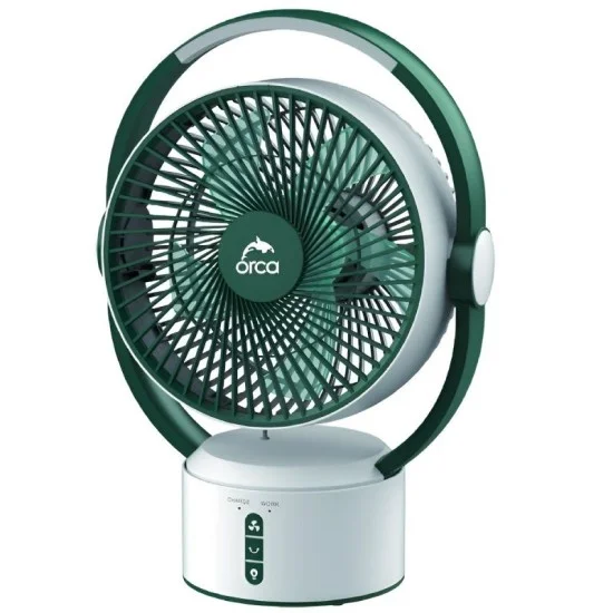Orca Rechargeable Table Fan 3600 MAH with Light - Green
